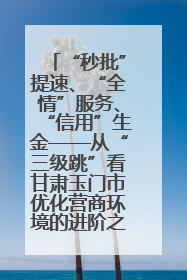 “秒批”提速、“全情”服务、“信用”生金——从“三级跳”看甘肃玉门市优化营商环境的进阶之路