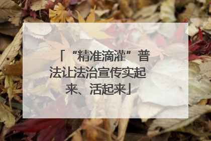“精准滴灌”普法让法治宣传实起来、活起来