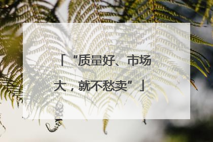 “质量好、市场大，就不愁卖”