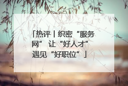 热评丨织密“服务网” 让“好人才”遇见“好职位”