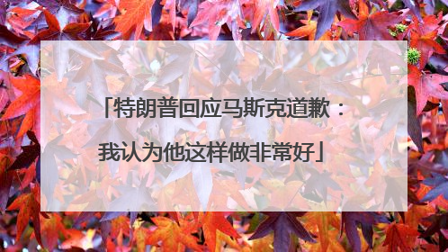 特朗普回应马斯克道歉：我认为他这样做非常好