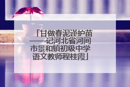 甘做春泥谨护苗——记河北省河间市景和镇初级中学语文教师程桂霞