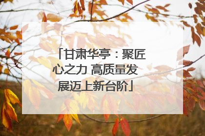 甘肃华亭：聚匠心之力 高质量发展迈上新台阶