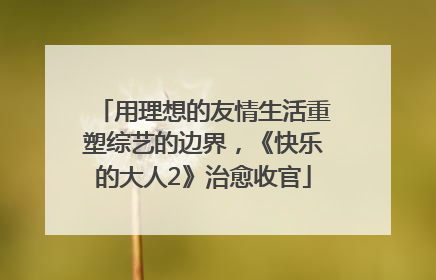用理想的友情生活重塑综艺的边界，《快乐的大人2》治愈收官