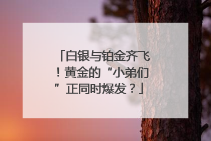白银与铂金齐飞！黄金的“小弟们”正同时爆发？