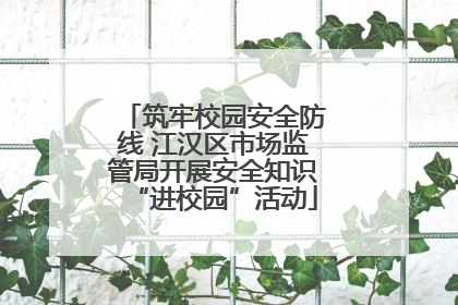 筑牢校园安全防线 江汉区市场监管局开展安全知识“进校园”活动