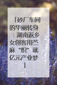 砂厂车间的华丽转身：湖南返乡女创客用苎麻“织”就亿元产业梦