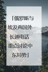 俄罗斯与埃及两国外长通电话 重点讨论中东局势