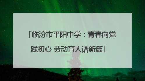 临汾市平阳中学：青春向党践初心 劳动育人谱新篇