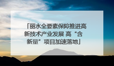 丽水全要素保障推进高新技术产业发展 高“含新量”项目加速落地