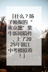 什么？扬子晚报的“夜京畿”紫牛新闻稿件，上了2025年镇江中考模拟卷！