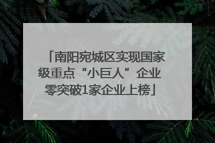 南阳宛城区实现国家级重点“小巨人”企业零突破1家企业上榜
