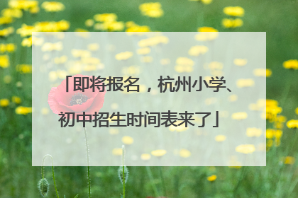 即将报名，杭州小学、初中招生时间表来了