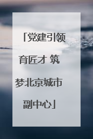 党建引领育匠才 筑梦北京城市副中心