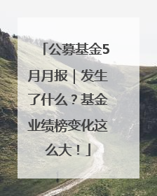 公募基金5月月报｜发生了什么？基金业绩榜变化这么大！