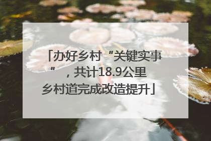 办好乡村“关键实事”，共计18.9公里乡村道完成改造提升