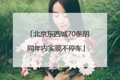 北京东西城70条胡同年内实现不停车