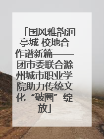 国风雅韵润亭城 校地合作谱新篇——团市委联合滁州城市职业学院助力传统文化“破圈”绽放
