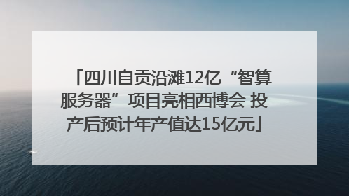 四川自贡沿滩12亿“智算服务器”项目亮相西博会 投产后预计年产值达15亿元