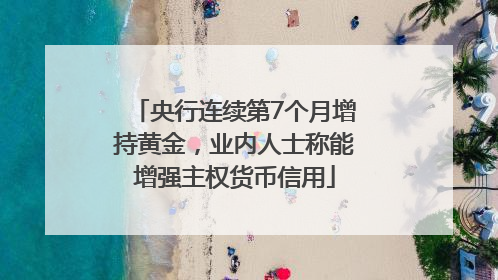 央行连续第7个月增持黄金，业内人士称能增强主权货币信用
