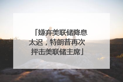 嫌弃美联储降息太迟，特朗普再次抨击美联储主席
