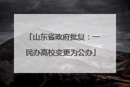 山东省政府批复：一民办高校变更为公办