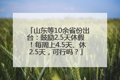 山东等10余省份出台：鼓励2.5天休假！每周上4.5天、休2.5天，可行吗？
