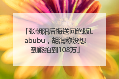 张朝阳后悔送回绝版Labubu，胡润称没想到能拍到108万