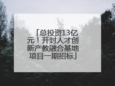 总投资13亿元！开封人才创新产教融合基地项目一期招标