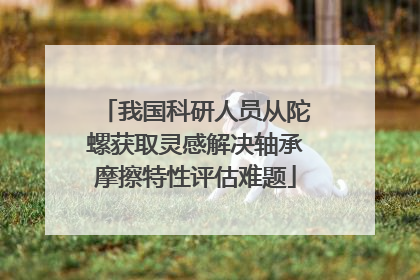 我国科研人员从陀螺获取灵感解决轴承摩擦特性评估难题