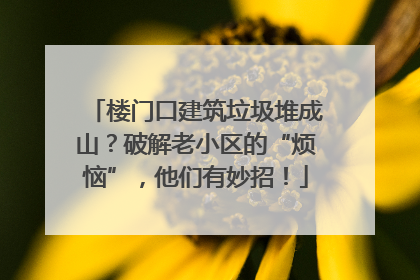 楼门口建筑垃圾堆成山？破解老小区的“烦恼”，他们有妙招！