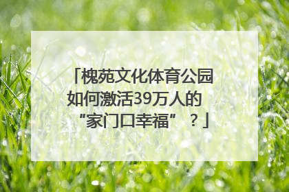 槐苑文化体育公园如何激活39万人的“家门口幸福”？
