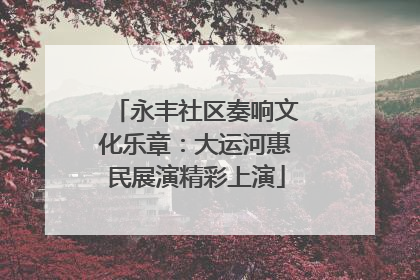 永丰社区奏响文化乐章：大运河惠民展演精彩上演