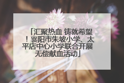 汇聚热血 铸就希望！襄阳市朱坡小学、太平店中心小学联合开展无偿献血活动