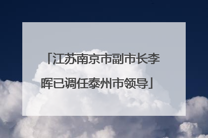 江苏南京市副市长李晖已调任泰州市领导