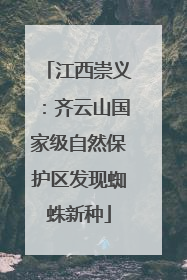 江西崇义：齐云山国家级自然保护区发现蜘蛛新种