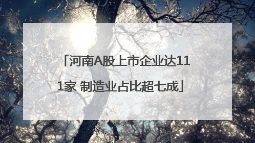 河南A股上市企业达111家 制造业占比超七成