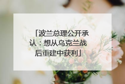 波兰总理公开承认：想从乌克兰战后重建中获利