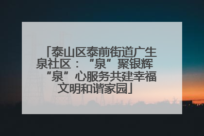 泰山区泰前街道广生泉社区：“泉”聚银辉“泉”心服务共建幸福文明和谐家园