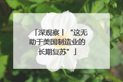 深观察丨“这无助于美国制造业的长期复苏”