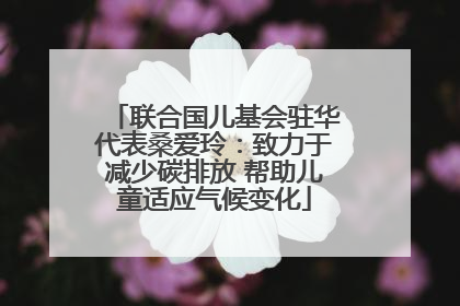 联合国儿基会驻华代表桑爱玲：致力于减少碳排放 帮助儿童适应气候变化