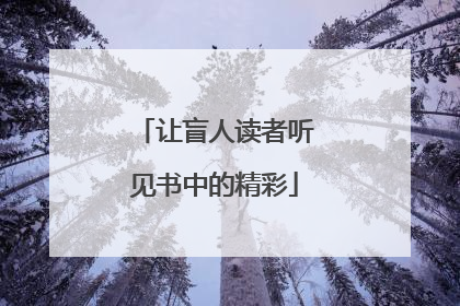 让盲人读者听见书中的精彩