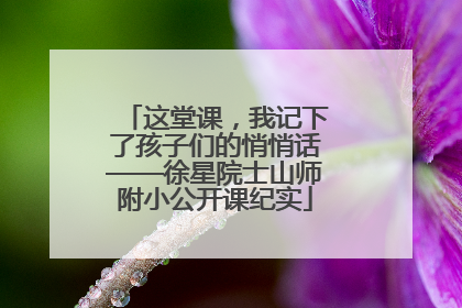 这堂课，我记下了孩子们的悄悄话——徐星院士山师附小公开课纪实