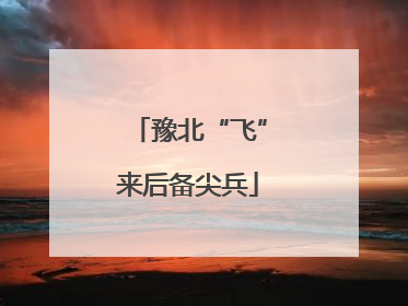 豫北“飞”来后备尖兵