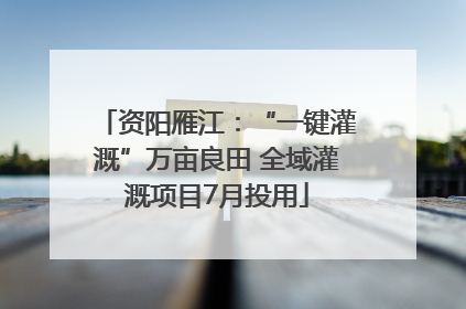 资阳雁江：“一键灌溉”万亩良田 全域灌溉项目7月投用