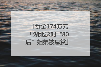 赏金174万元！湖北这对“80后”姐弟被悬赏
