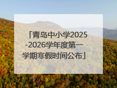 青岛中小学2025-2026学年度第一学期寒假时间公布