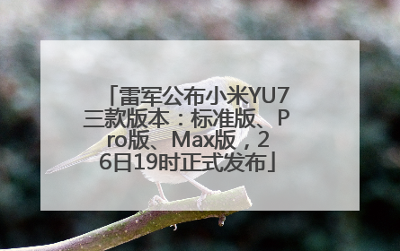 雷军公布小米YU7三款版本：标准版、Pro版、Max版，26日19时正式发布