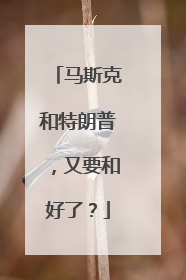 马斯克和特朗普，又要和好了？