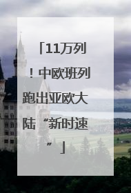 11万列！中欧班列跑出亚欧大陆“新时速”